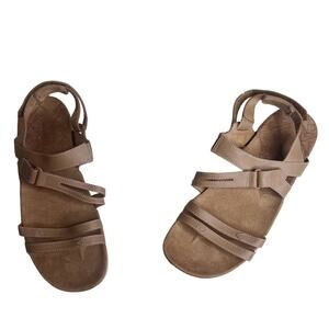 MERRELL Women's 10 Leather Sandspur Rose Outdoor Comfort Sandal Shoes Tobacco